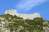 Château de Montségur - Vue générale du château au sommet de son pog à 1207 m.