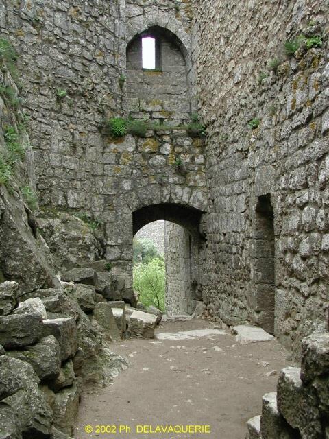 Peyrepertuse - Vieux donjon : la cours depuis l'entrée