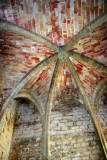 Puivert - Le Donjon : Ancienne Chapelle (niveau 3) du donjon : Plafond constitué d'une croisée d'ogives sur 6 nervures.