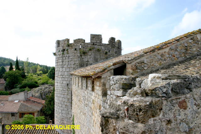 Château de Villerouge Termenès - Remparts : Vue d'une des tours.