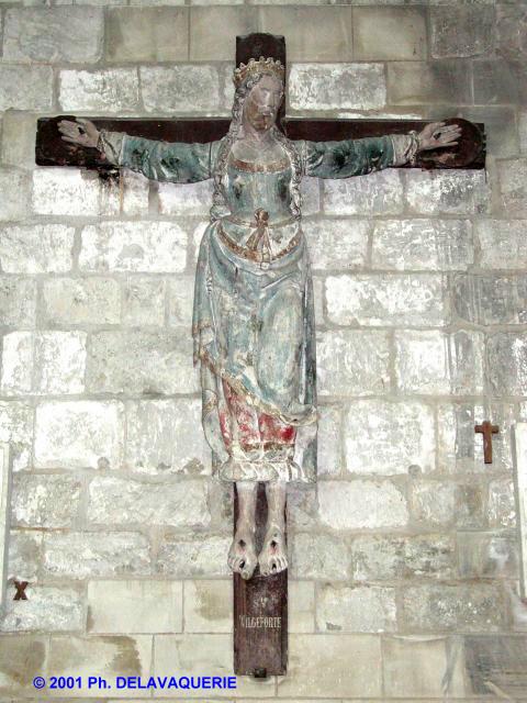 Eglise Saint-Etienne de Beauvais - Sainte Wilgeforte. Statue en bois du XVIe siècle. Vierge crucifiée