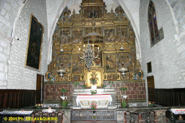 Abbaye Sainte Marie d'Arles-sur-Tech - L'église : La chapelle des Saints Patrons Abdon et Sennen. Retable du XVIIe siècle.