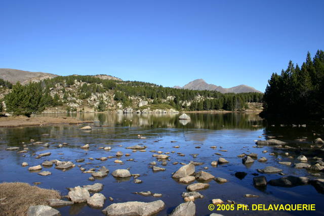 Les Bouillouses - Site des Bouillouses : Estany del Negre. On peut voir déjà la glace se former à sa surface (Altitude 2100 m).