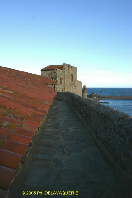 Château royal de Collioure - Fortifications : chemin de ronde.
