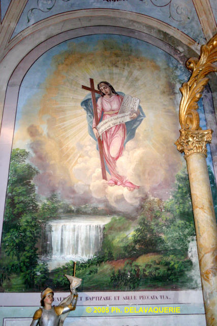 Eglise Notre-Dame de Néfiach - Chapelle de Saint Sébastien : Peinture murale.