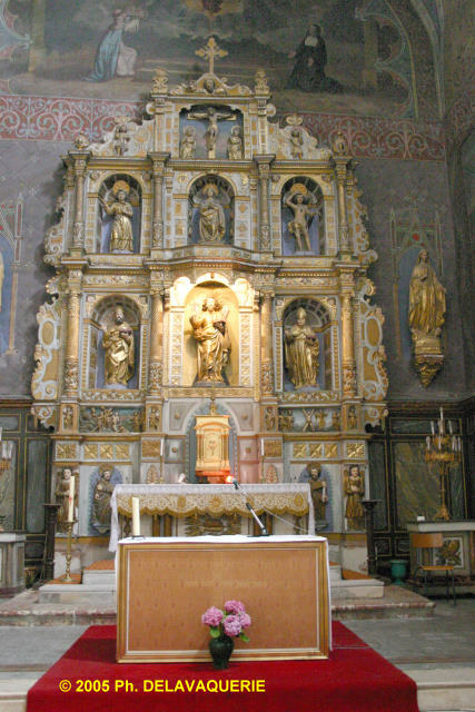 Eglise Saint André de St Féliu d'Avall - Choeur : Retable du XVIIe.